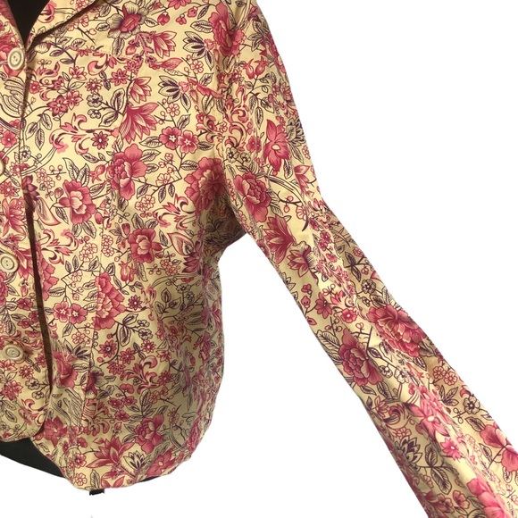 Coldwater Creek Yellow Floral Button Down Blouse size Large - Picture 4 of 8